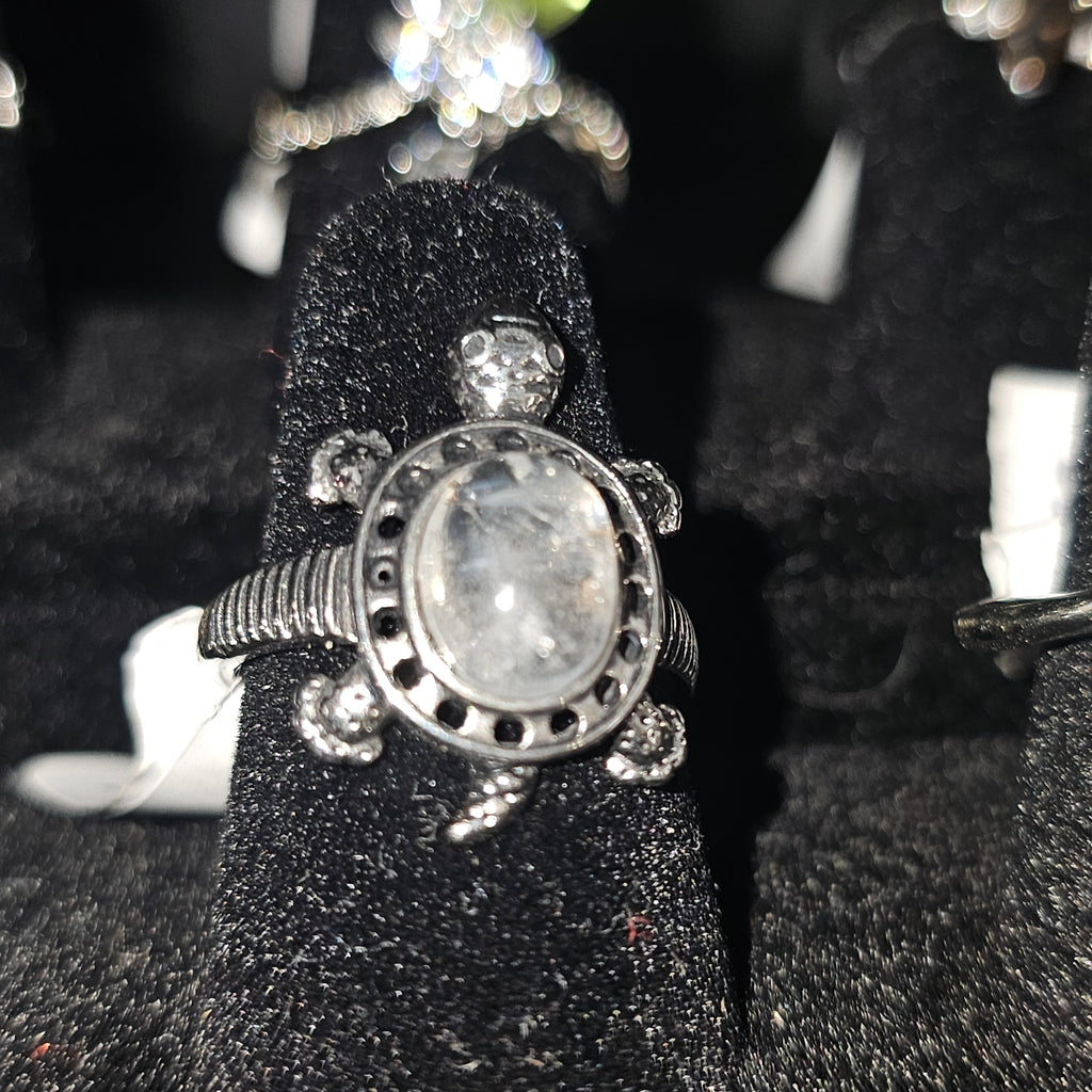 Blue needle turtle ring