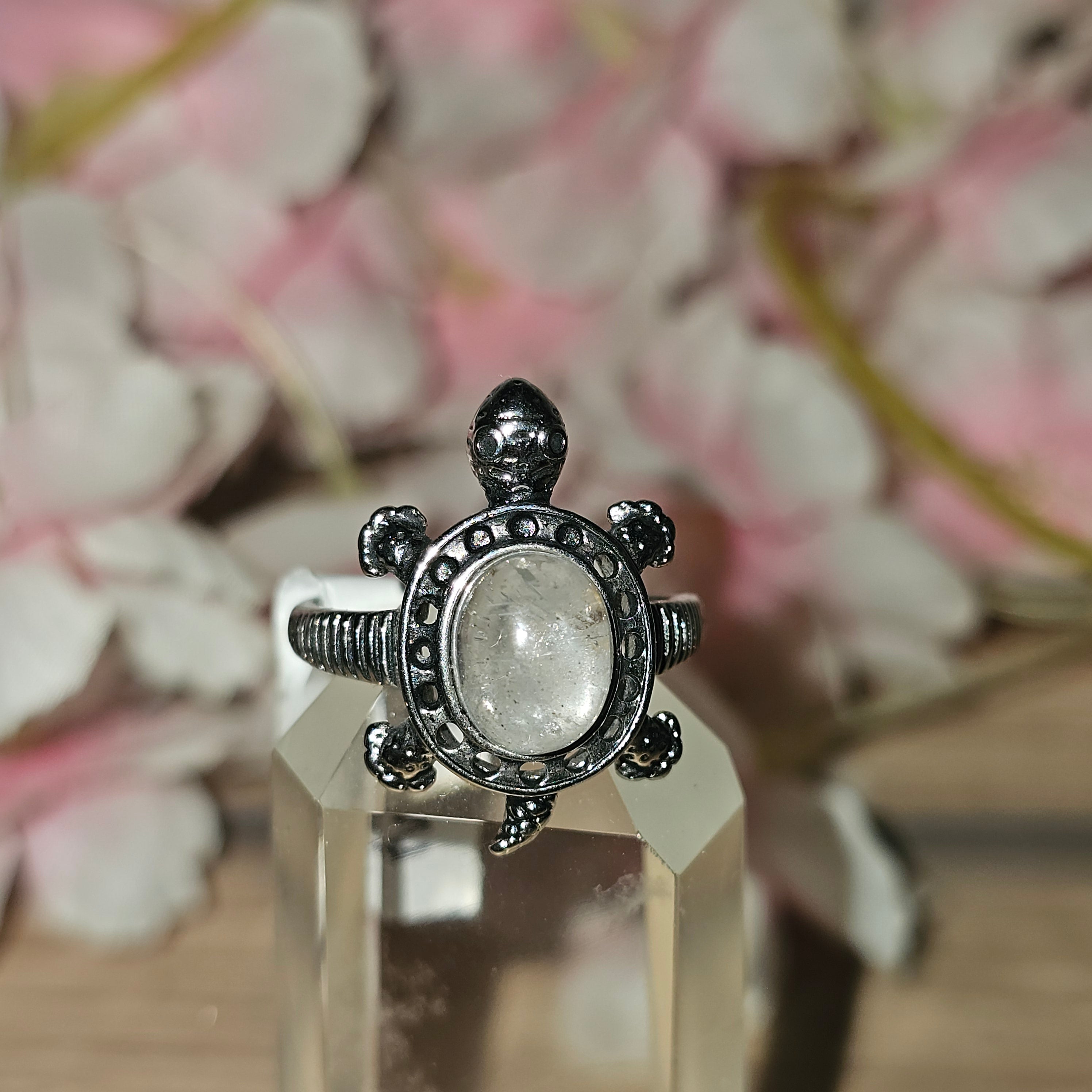 Blue needle turtle ring