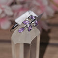 Amethyst leaf ring adjustable