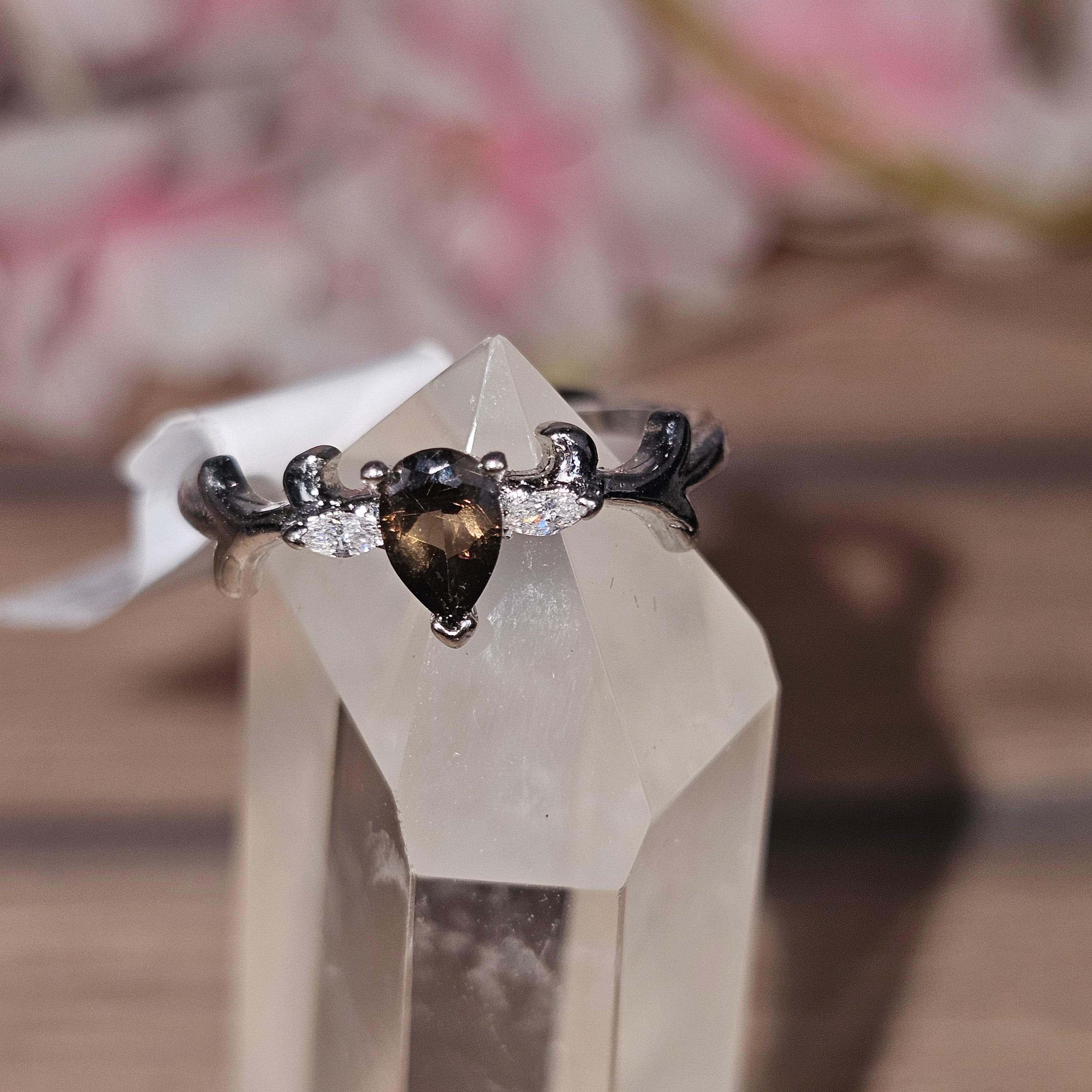 Smokey quarts ring adjustable