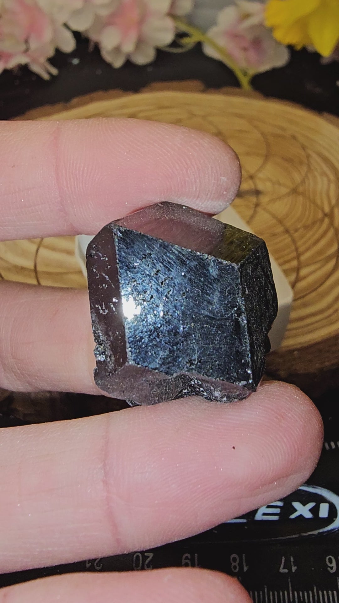 Mercedes Black tourmaline with hyalite opal 22F