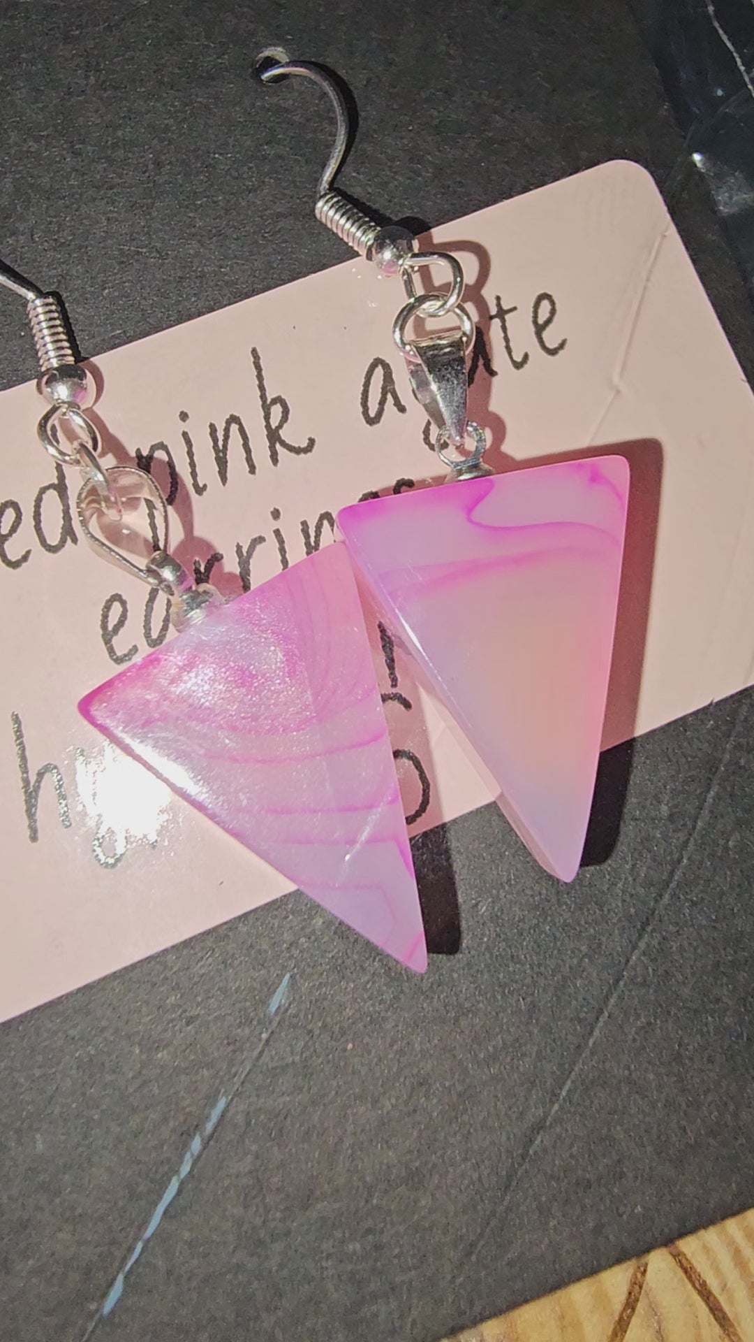 Dyed pink agate earrings