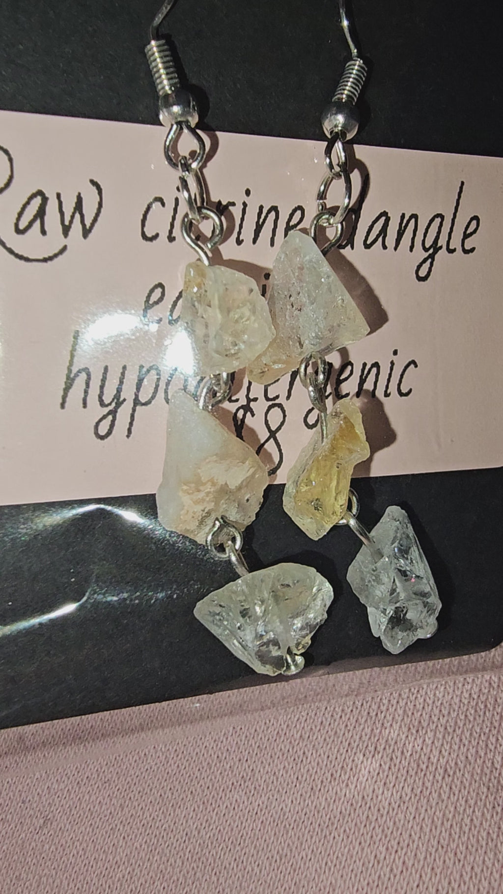 Raw citrine dangle earrings