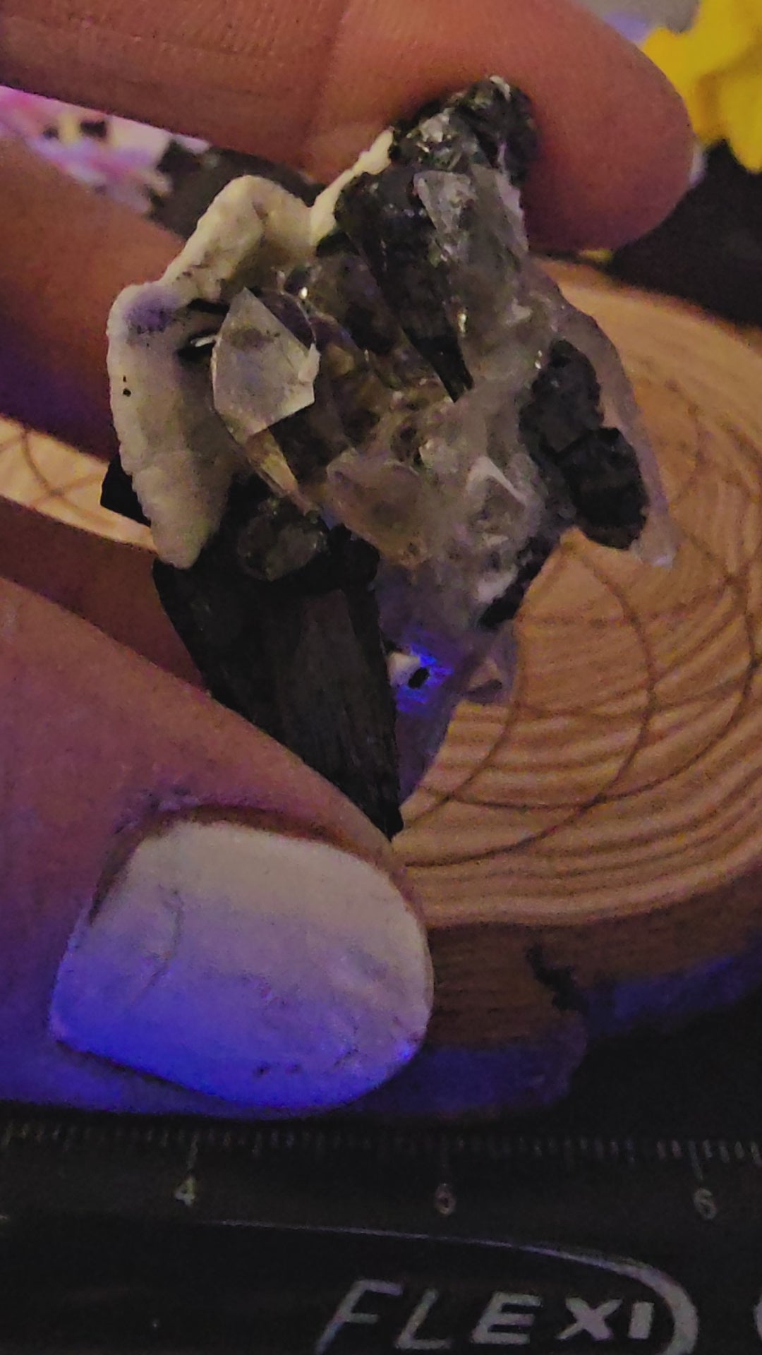 Mercedes Black tourmaline with hyalite opal