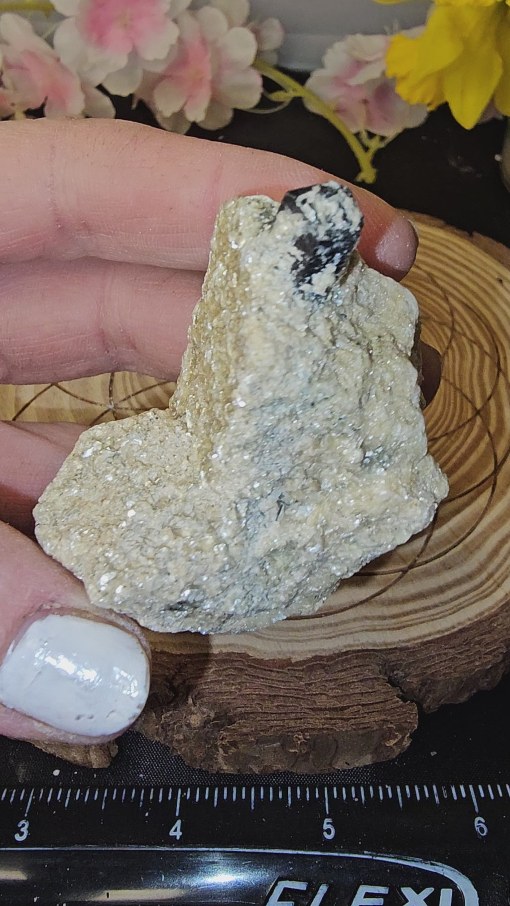 Mercedes Black tourmaline with hyalite opal 33E