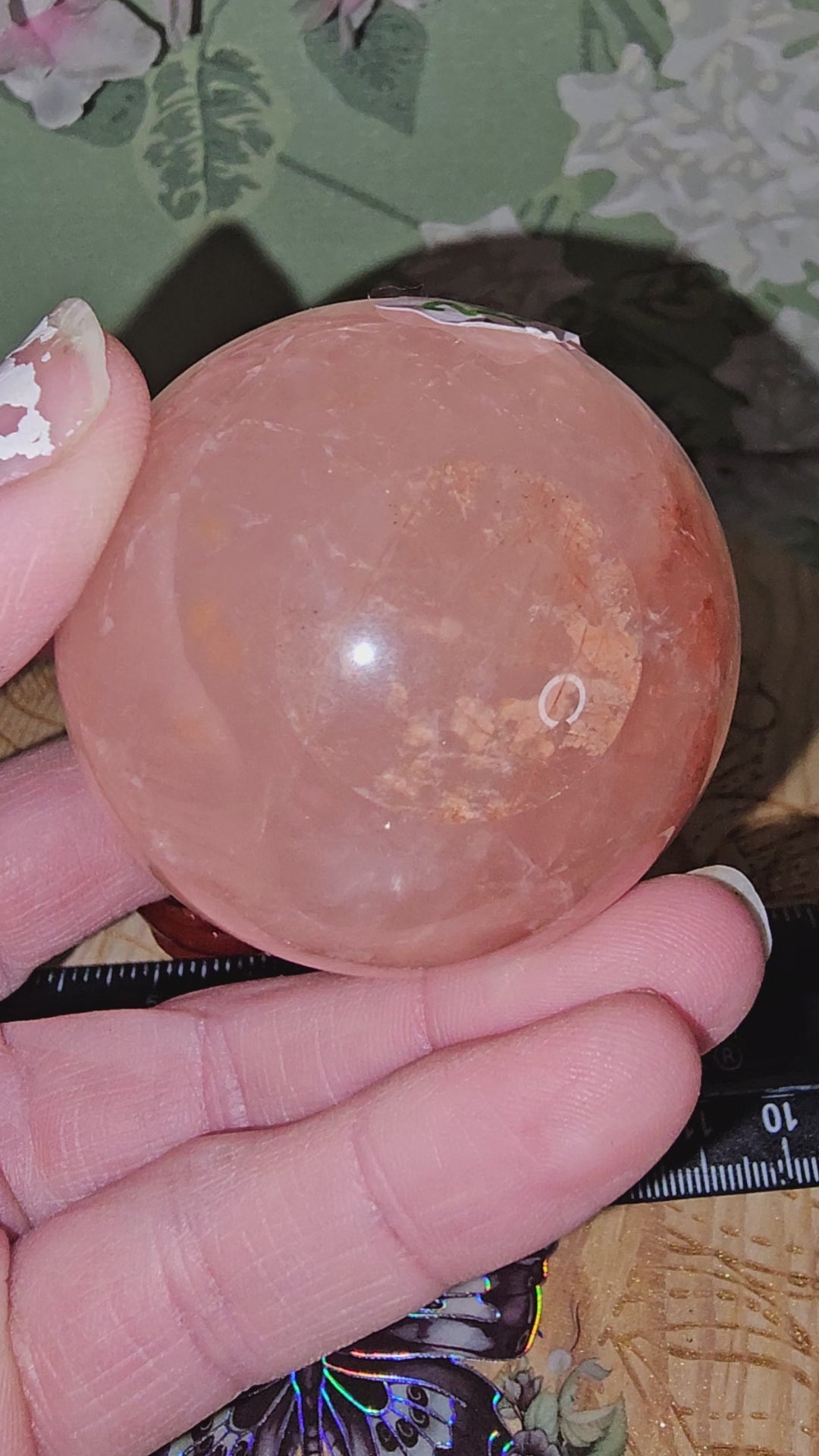 Fire quartz sphere with starflash