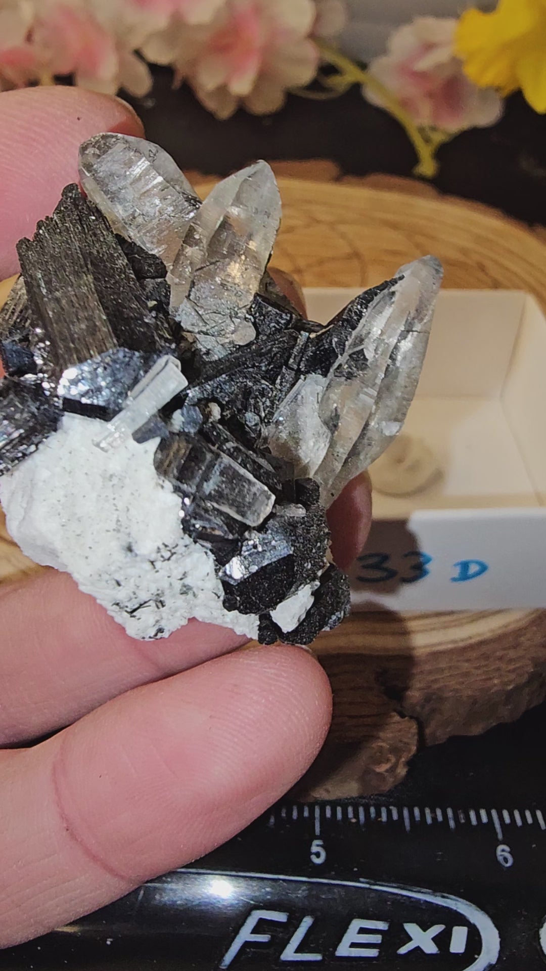 Mercedes Black tourmaline with hyalite opal