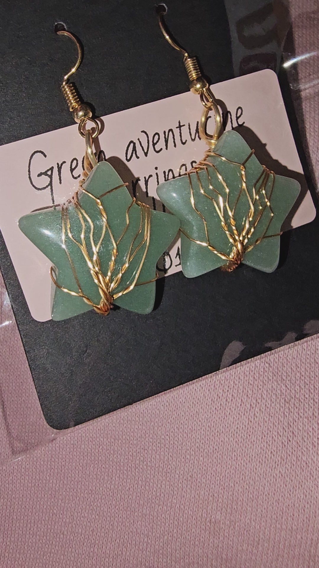 Green aventurine star earrings