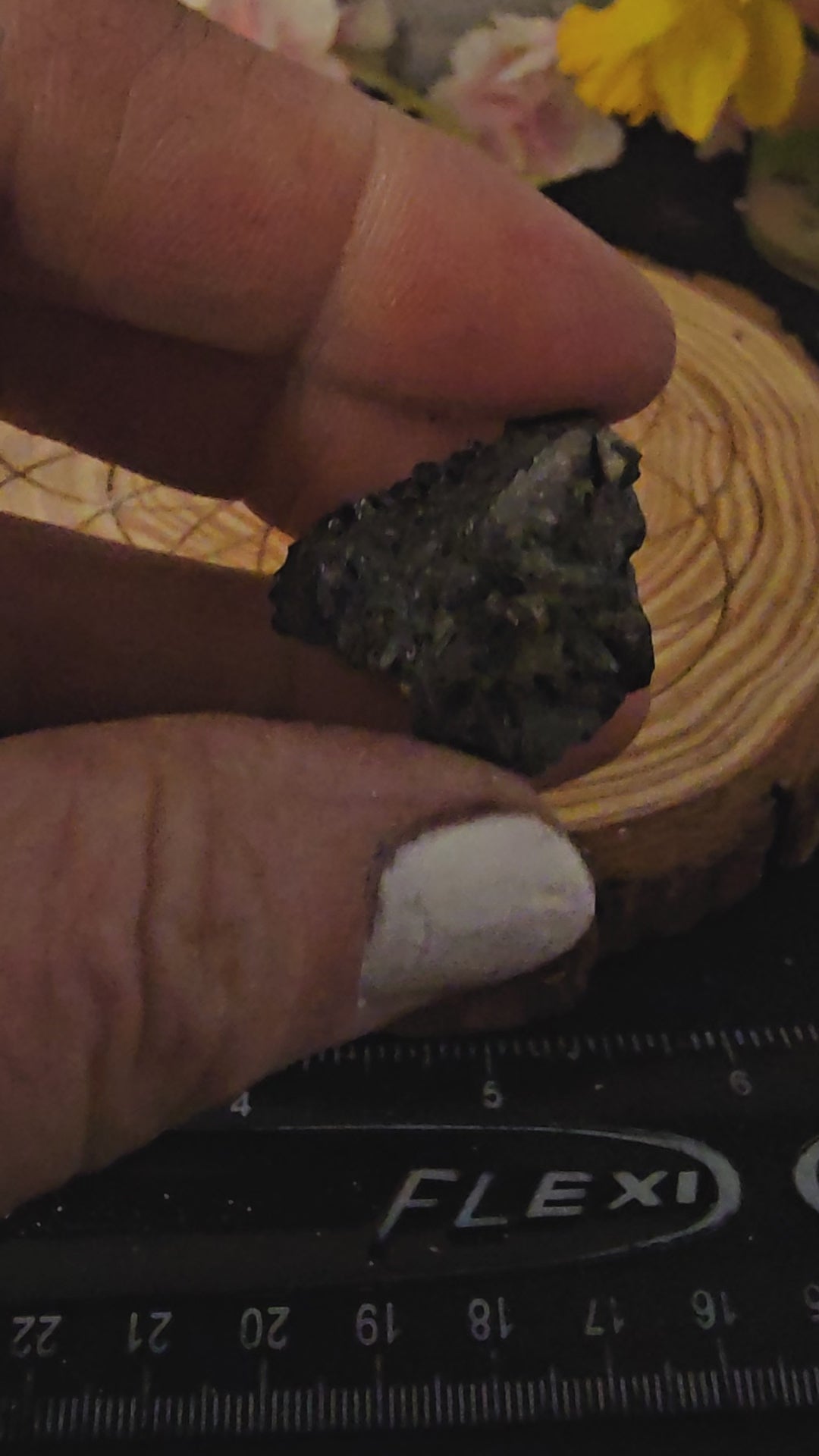 Mercedes Black tourmaline with hyalite opal 22C