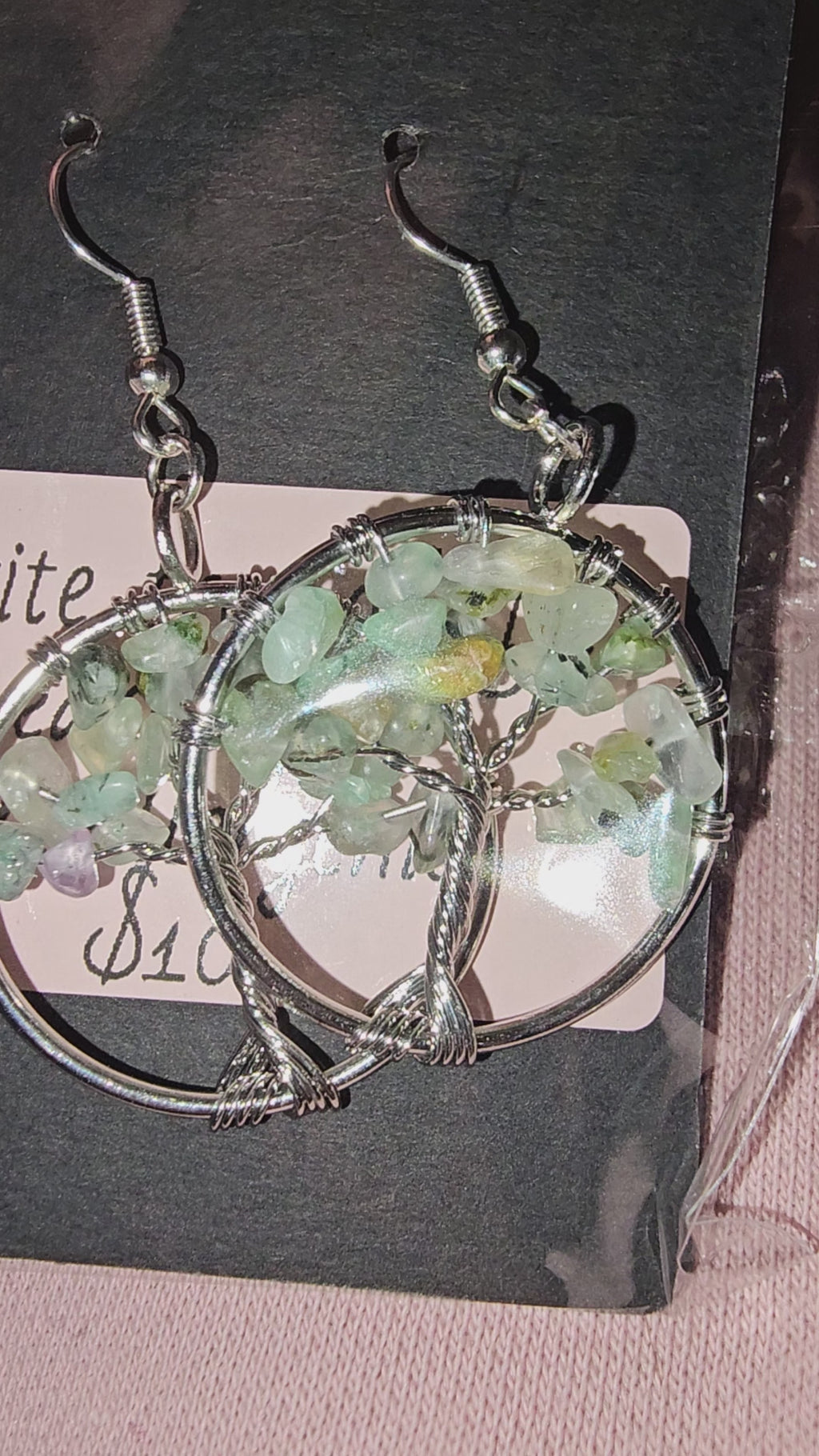 Phrenite tree of life earrings