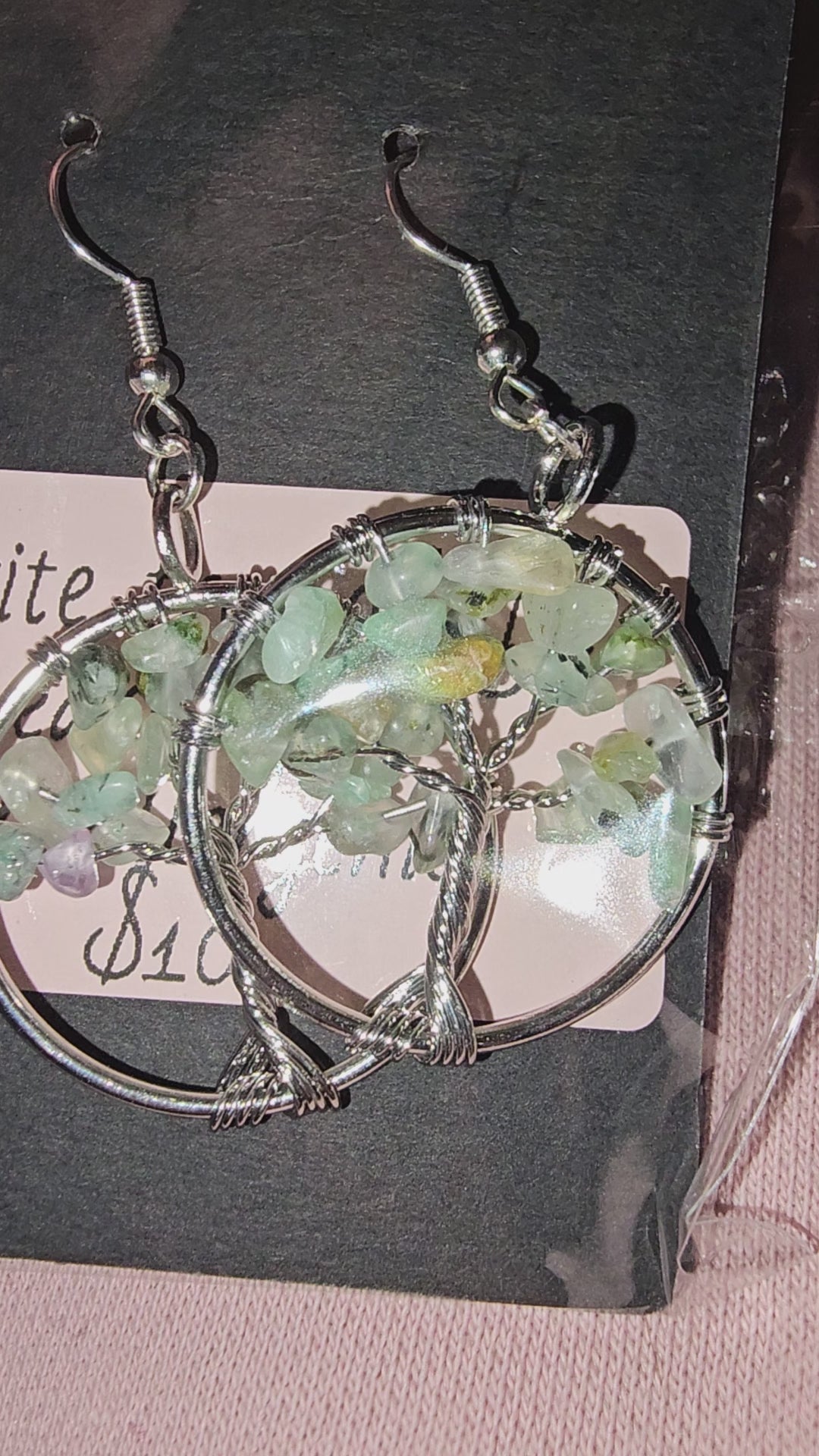 Phrenite tree of life earrings