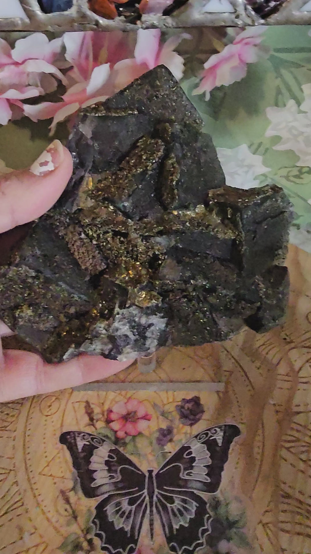 Blue fluorite with pyrite