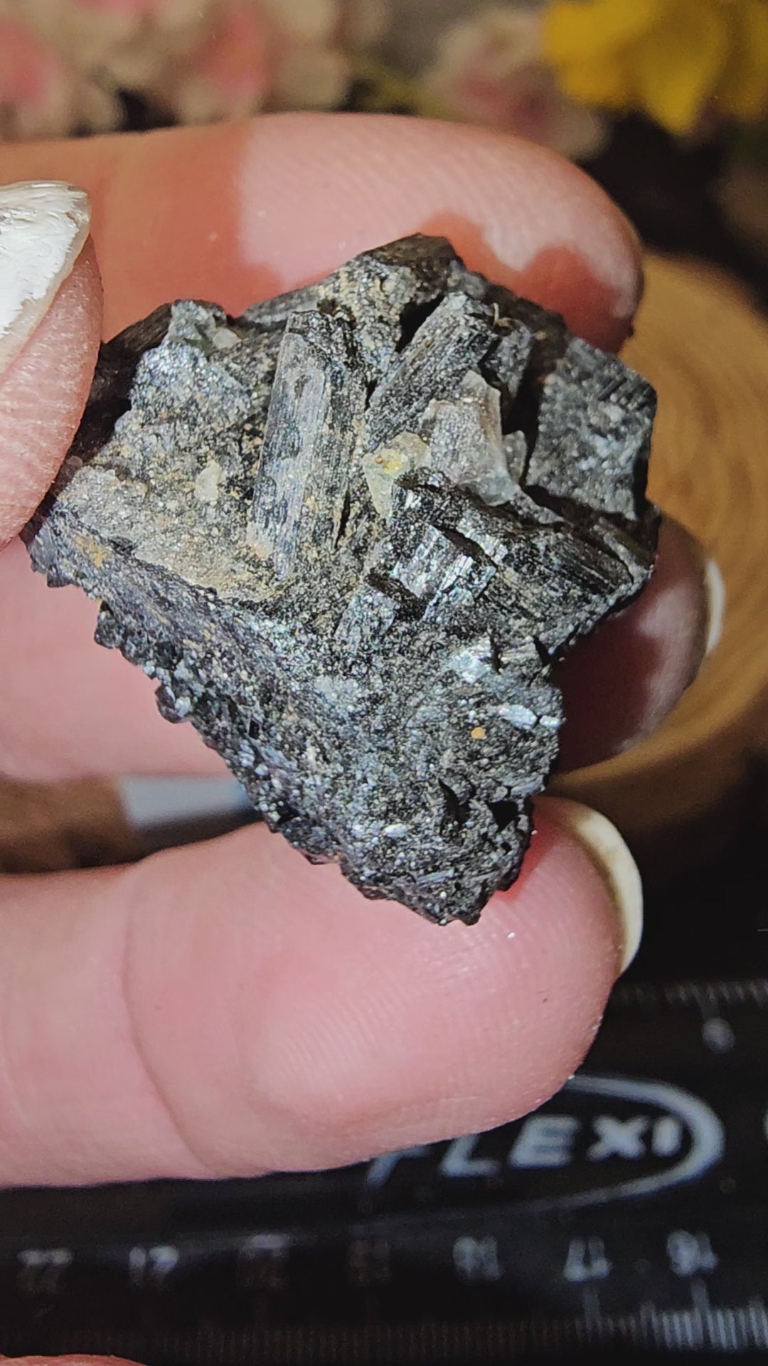 Mercedes Black tourmaline with hyalite opal 22C