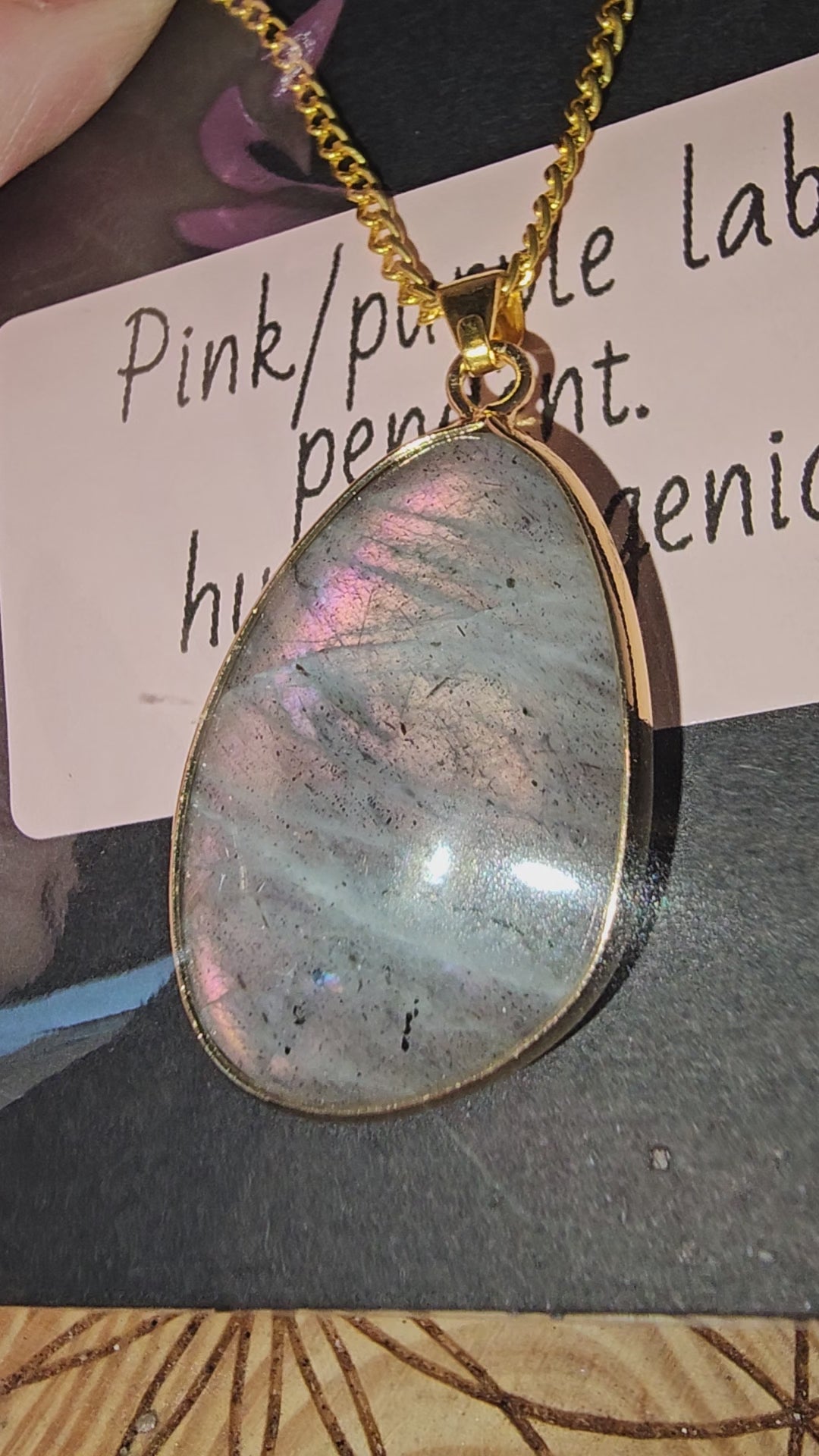 Pink/purple labradorite necklace 6