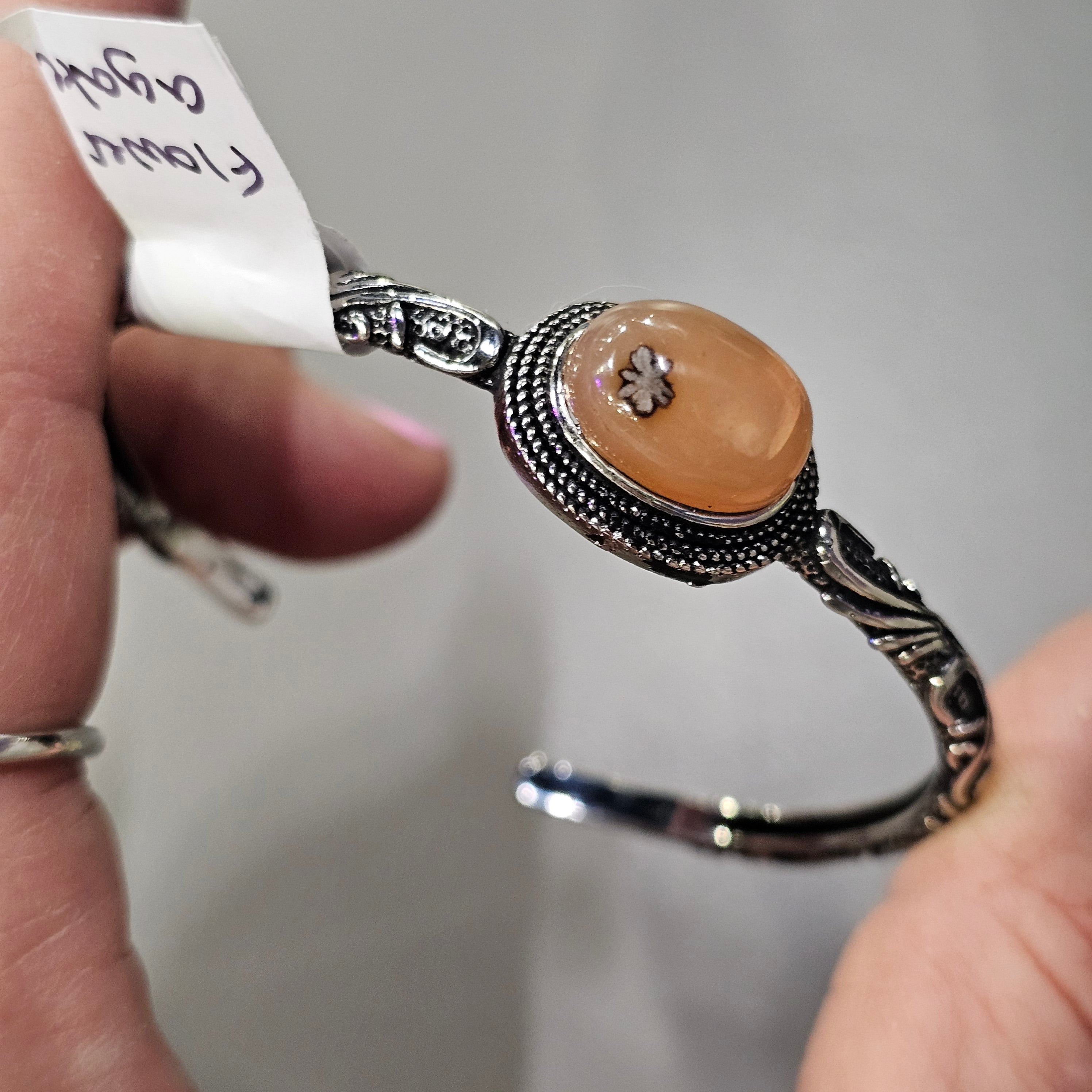 Flower agate bangle 25B