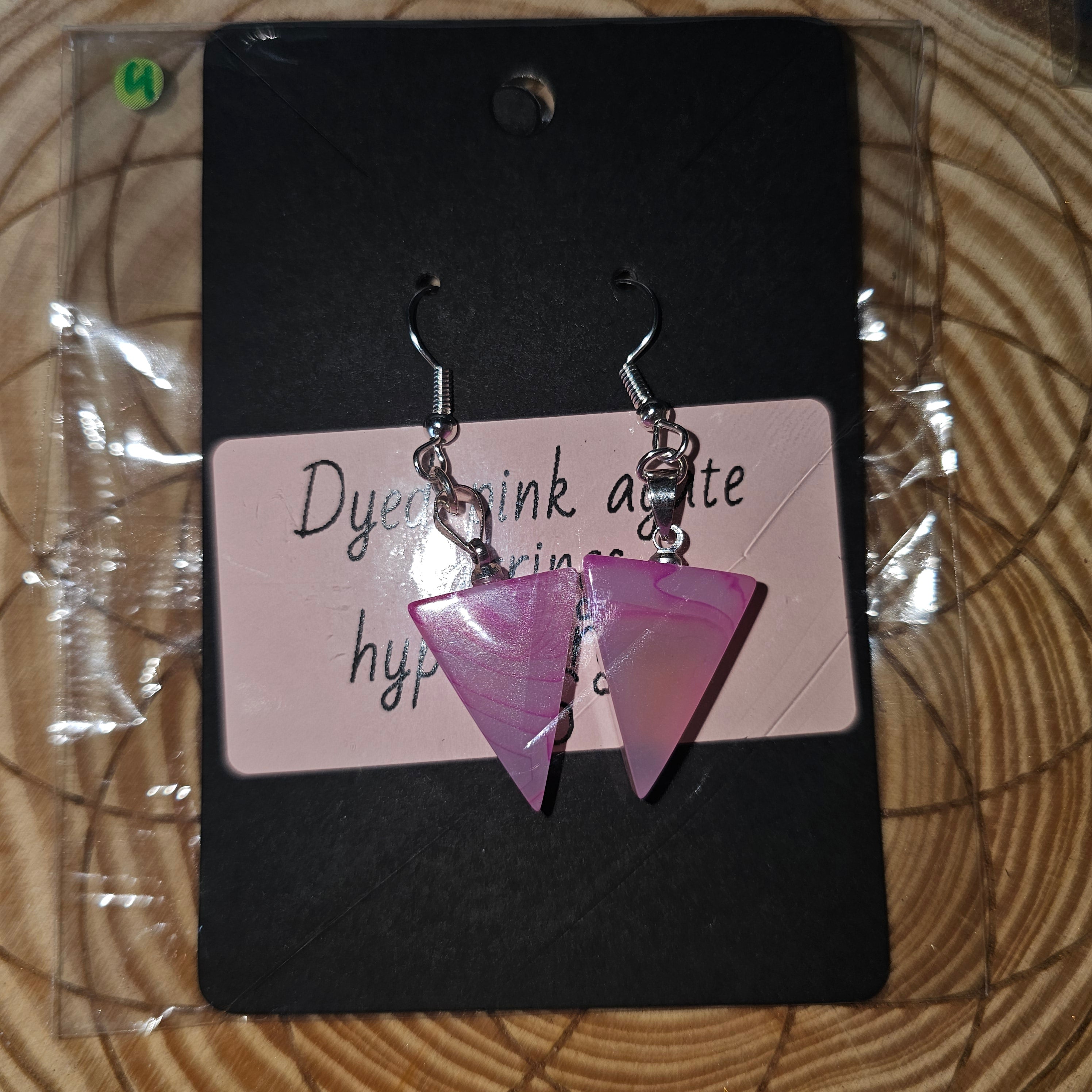 Dyed pink agate earrings