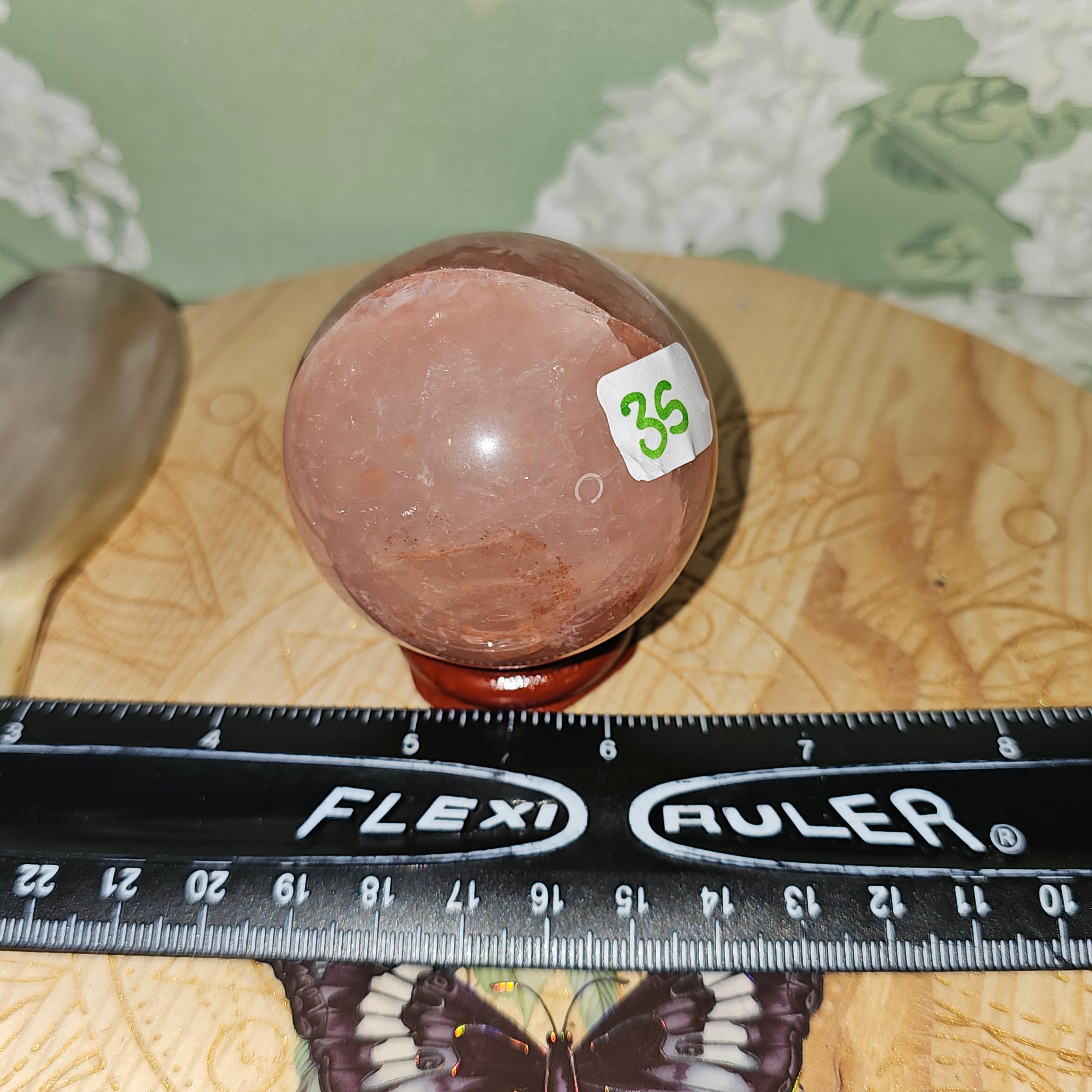 Fire quartz sphere with starflash