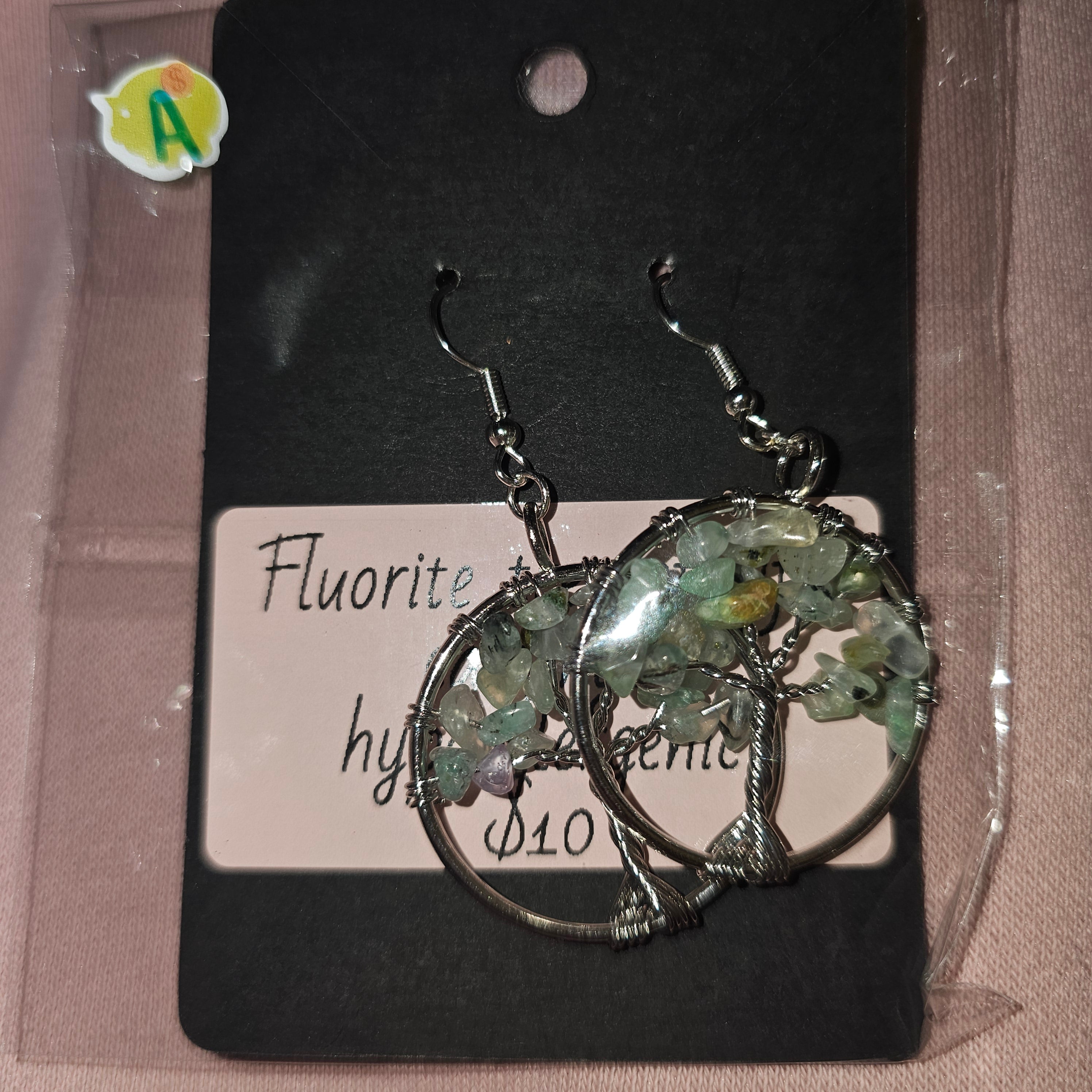 Phrenite tree of life earrings