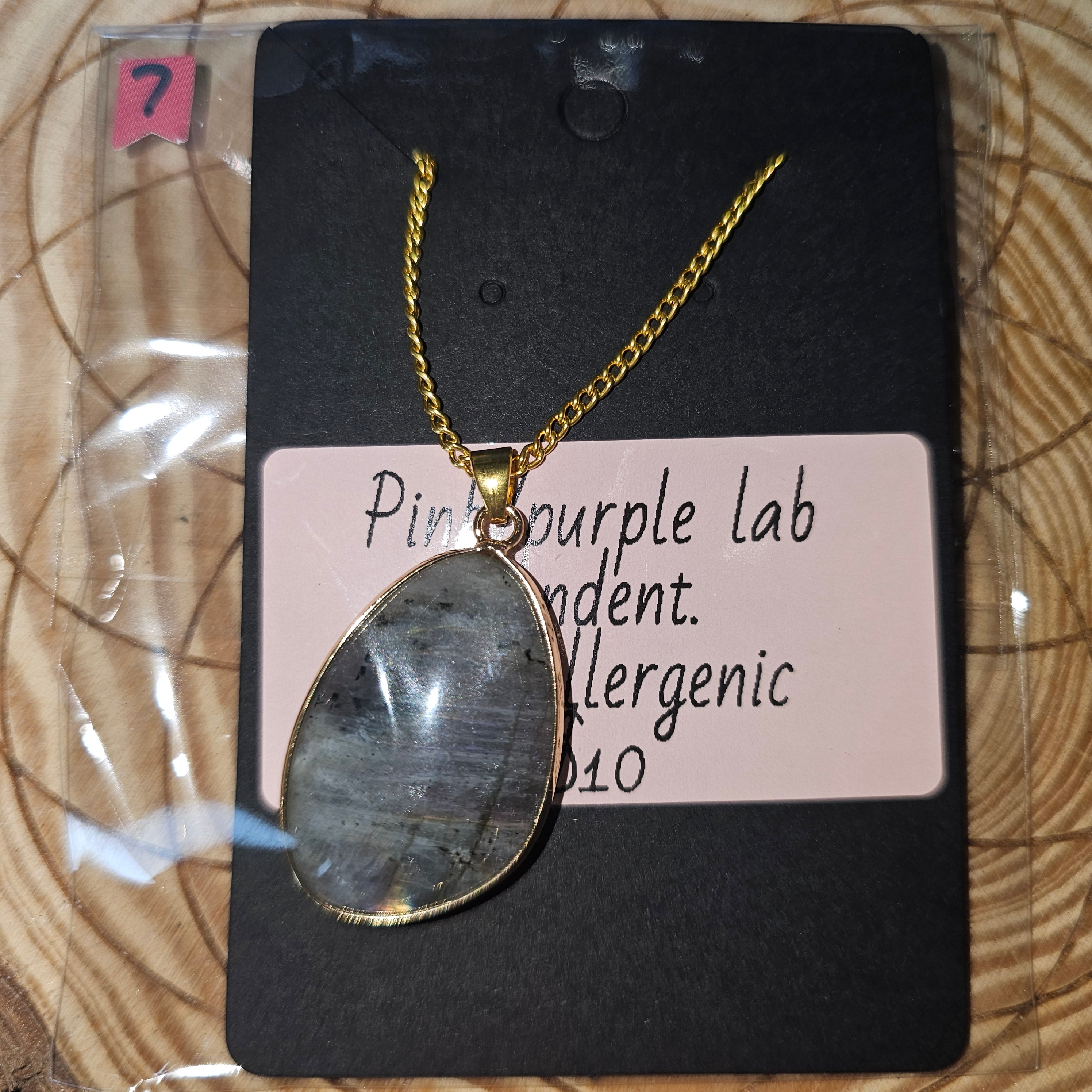 Pink/purple labradorite necklace 7