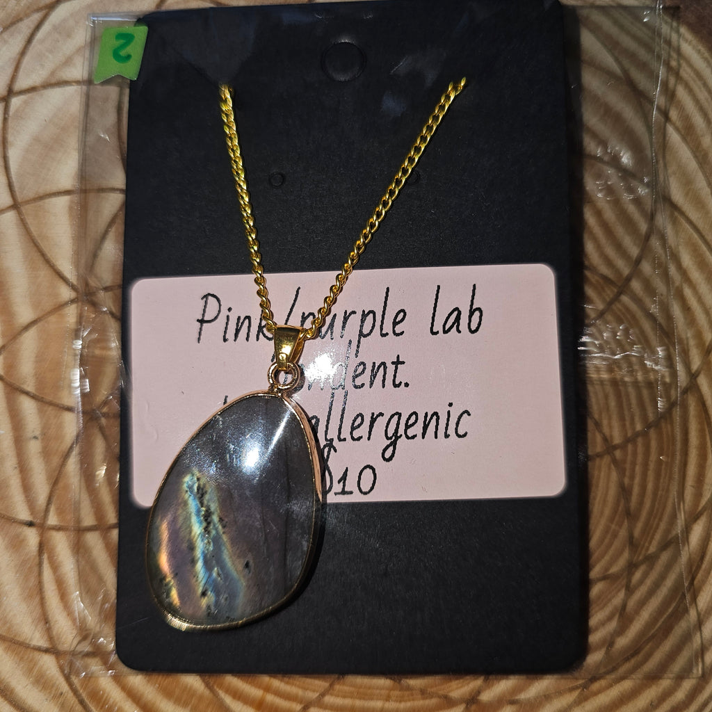 Pink/purple labradorite necklace 2