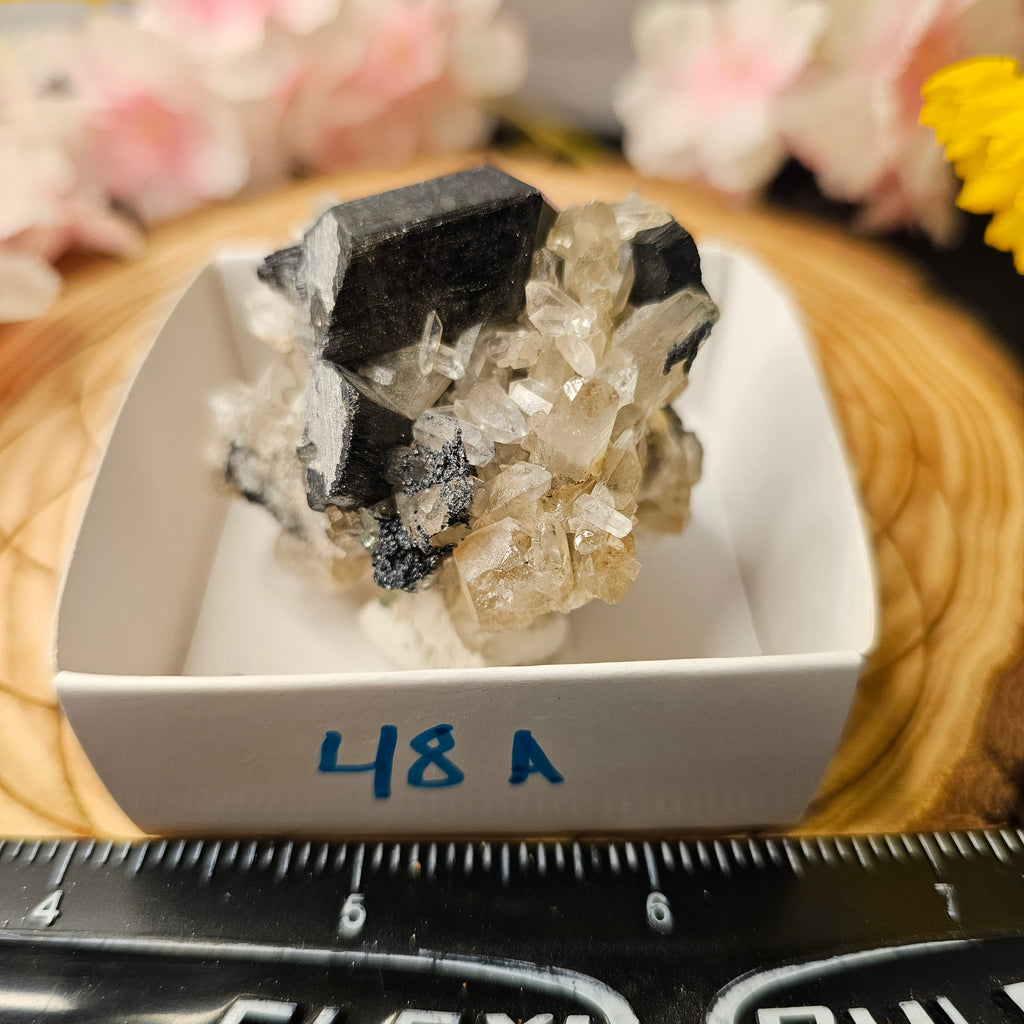 Mercedes Black tourmaline with hyalite opal 48A