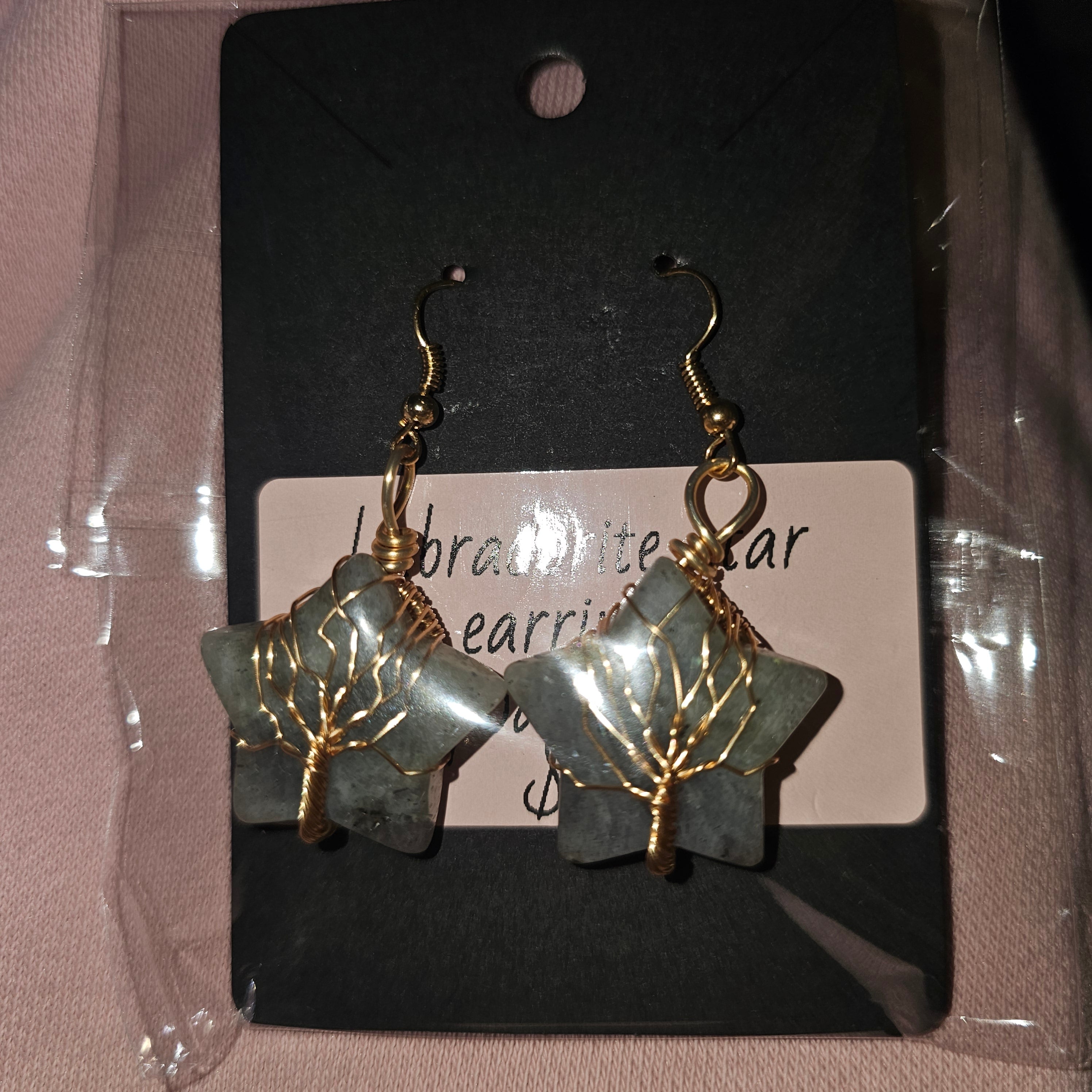 Green aventurine star earrings