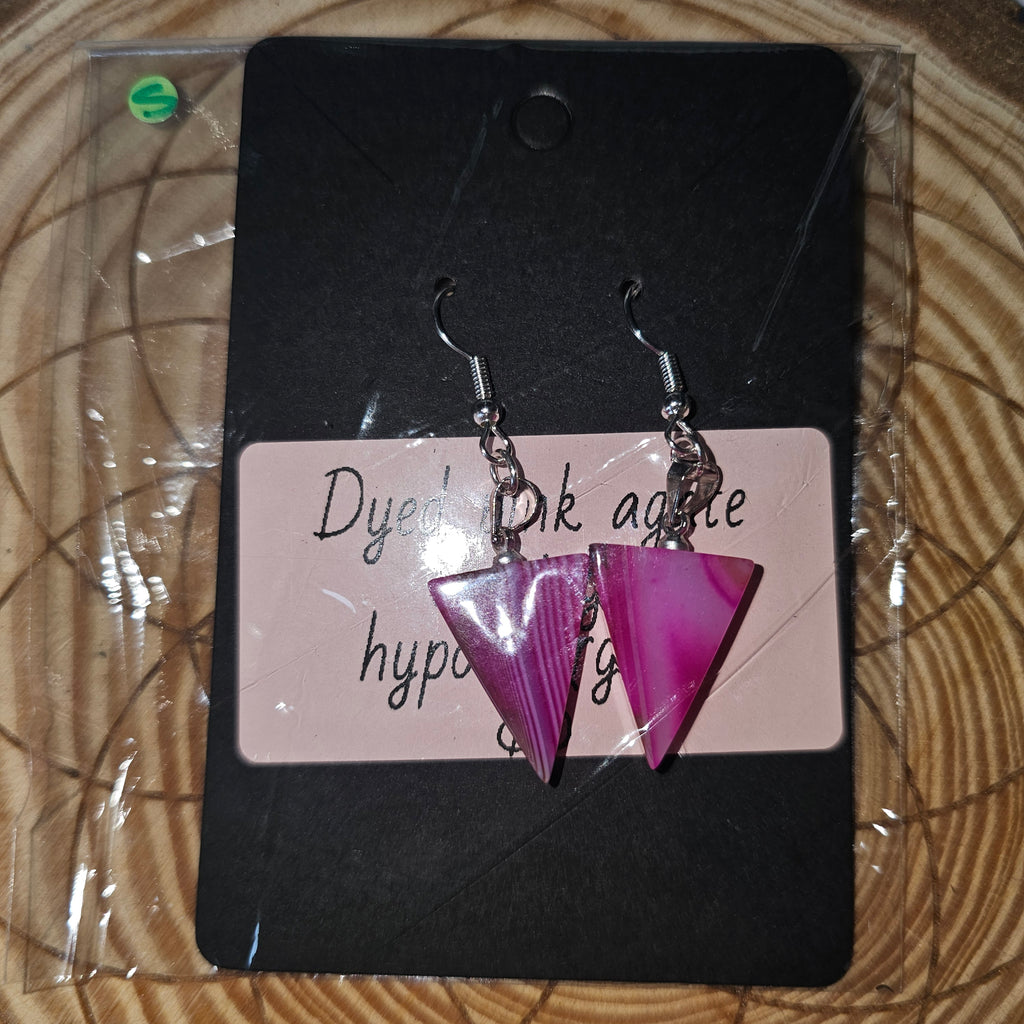 Dyed pink agate earrings