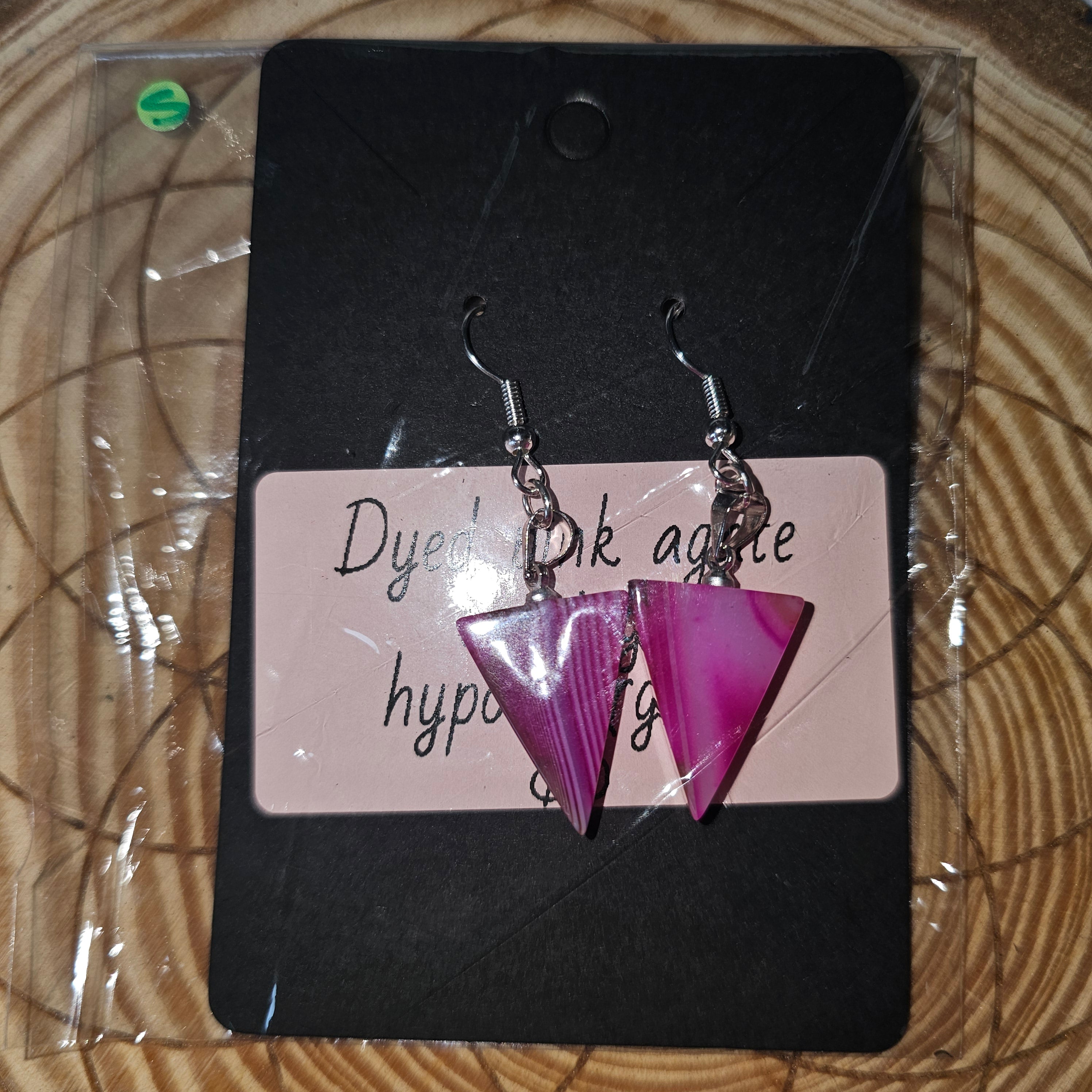 Dyed pink agate earrings