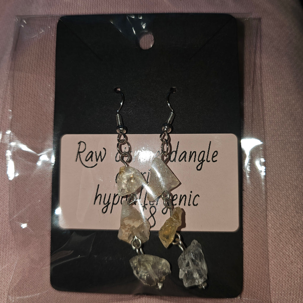 Raw citrine dangle earrings