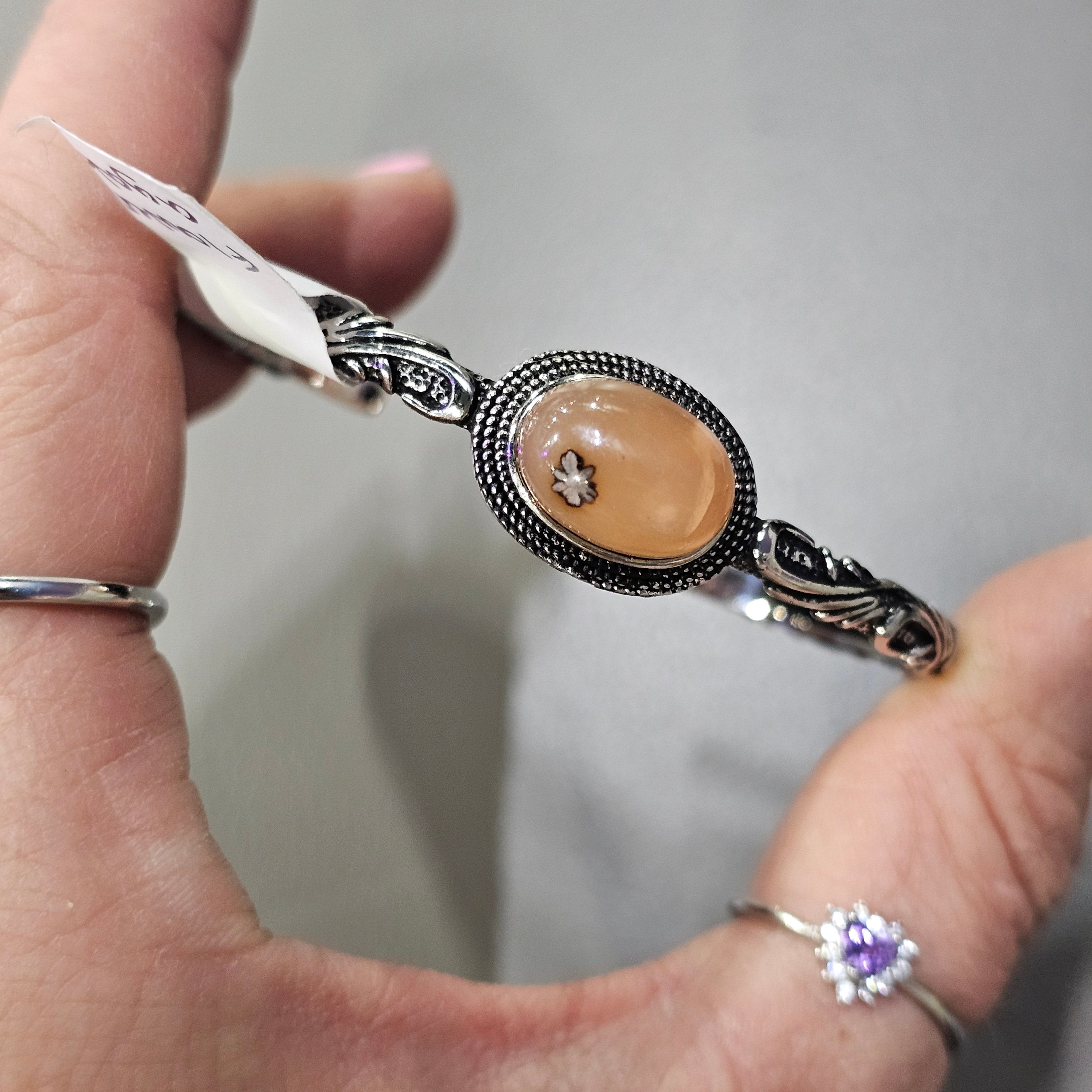 Flower agate bangle 25B