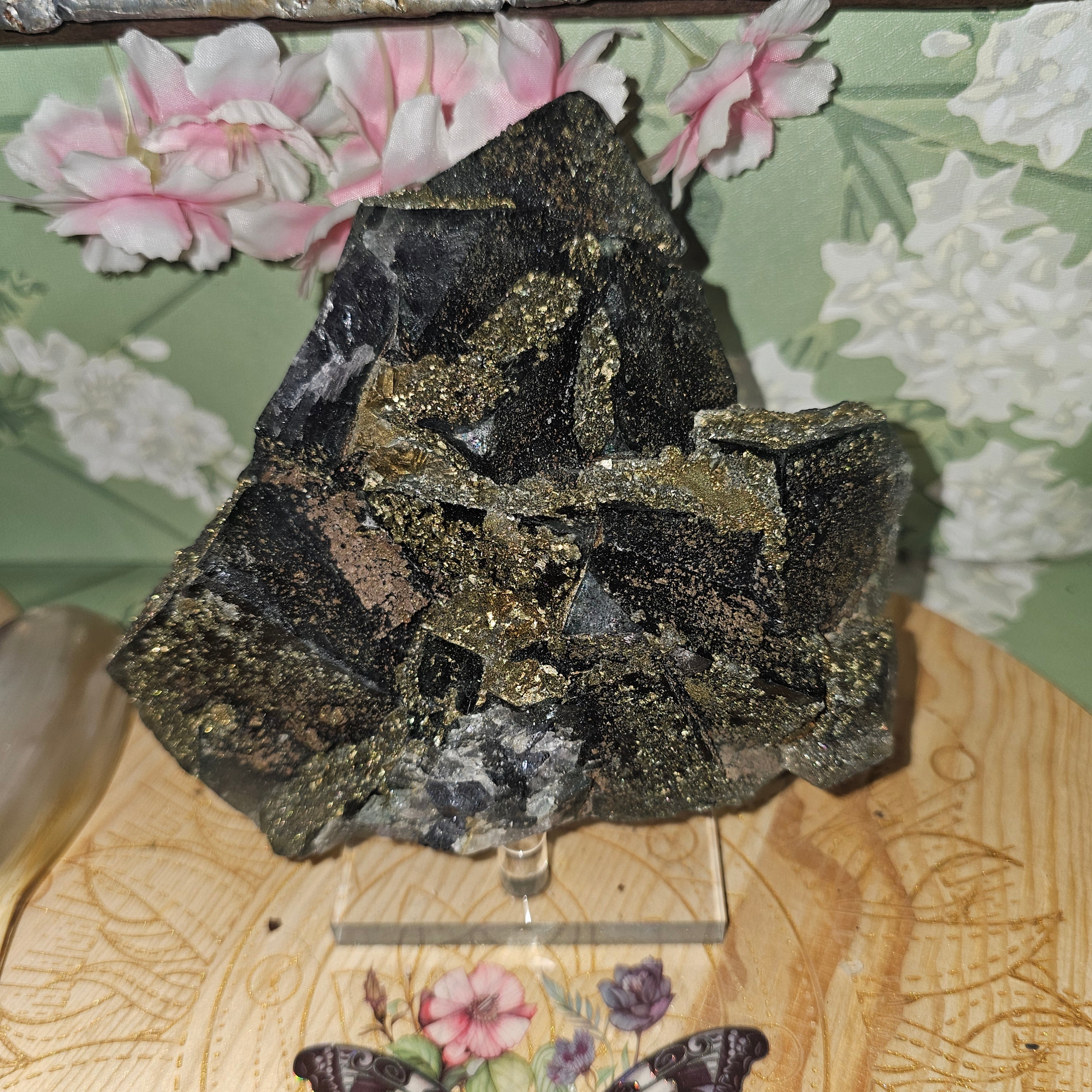 Blue fluorite with pyrite