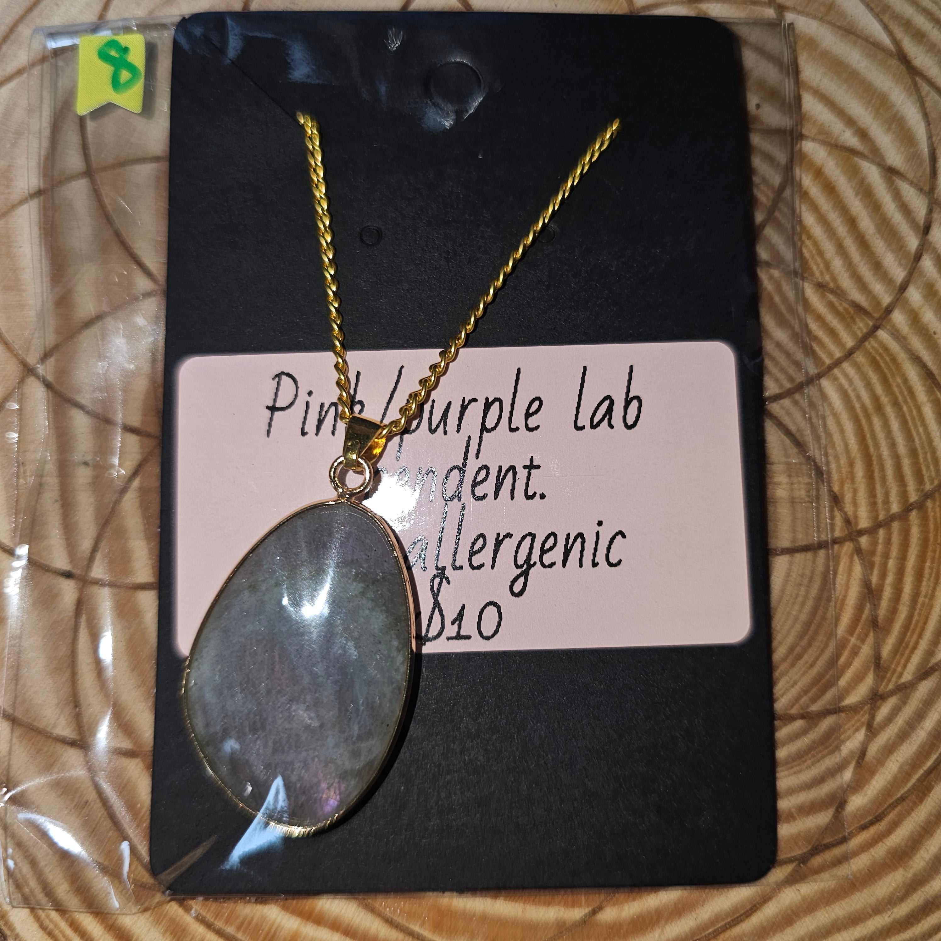 Pink/purple labradorite necklace 8