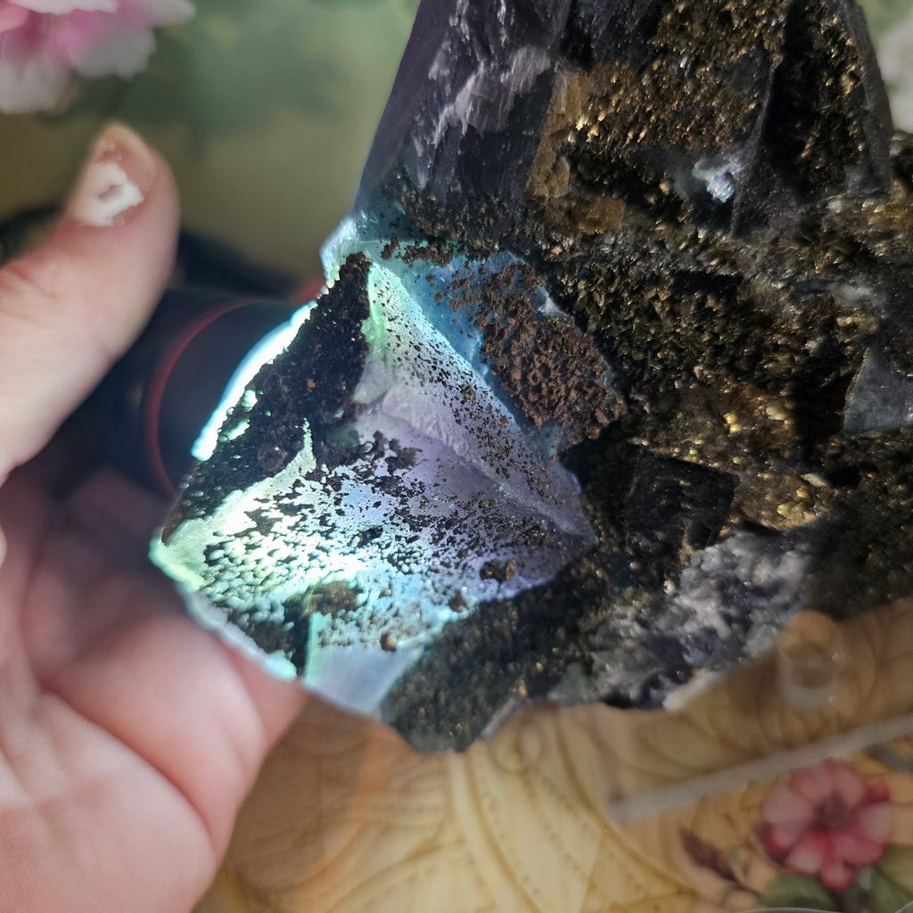 Blue fluorite with pyrite